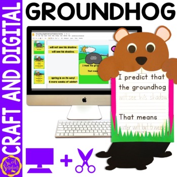 Preview of Groundhog Day Craft and Groundhog Day Google Slides Digital Activity