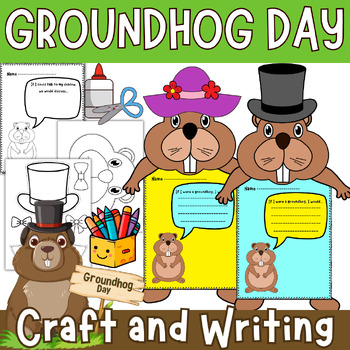 Preview of Groundhog Day Craft and Writing Prompt Activities - Groundhog day Coloring pages