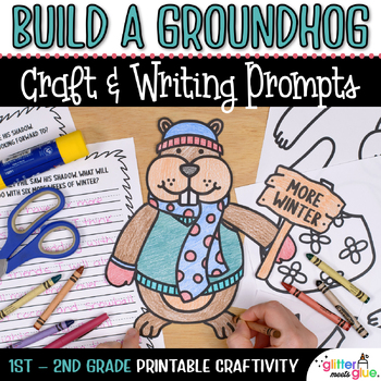 Preview of Groundhog Day 2024 Craft, Template, & No Prep Writing Activity for February