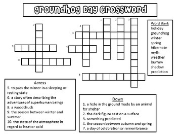 Groundhog Day Crossword Puzzle