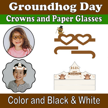 Preview of Groundhog Day Crowns and Paper Glasses Activity Pack - Fun and Engaging Craft