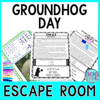 Preview of Groundhog Day ESCAPE ROOM - Reading Comprehension - February Activity