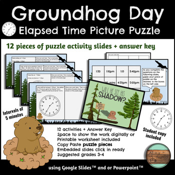 Preview of Groundhog Day Elapsed Time by intervals of 5 mins Digital Puzzle