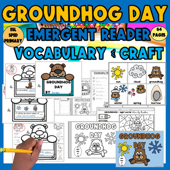 Preview of Groundhog Day Emergent Reader Newcomer Vocabulary Activity Craft ESL SPED