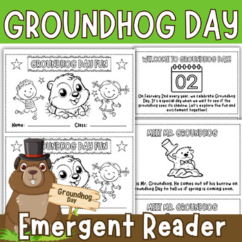 Preview of Groundhog Day Emergent Reader for Early Learners | Book for PreK to 2nd Grade
