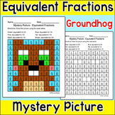 Groundhog Day Math Center Mystery Picture - Equivalent Fra