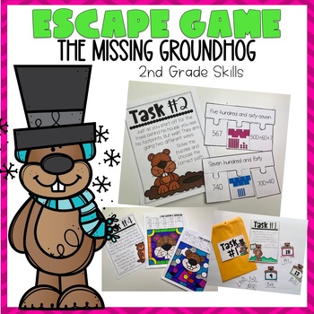 Preview of Groundhog Day Escape Room | 2nd Grade Math Skills