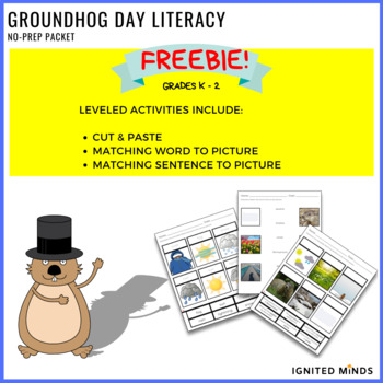 Preview of Groundhog Day FREEBIE: Differentiated Literacy Center, NO PREP Word Work