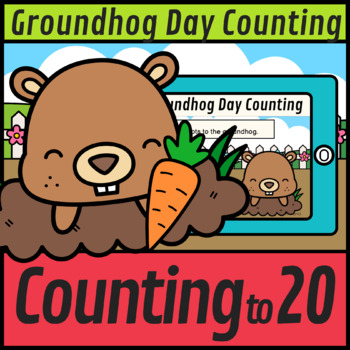 Preview of Groundhog Day Feed the Carrots Counting up to 20 | Groundhog Day Boom Cards
