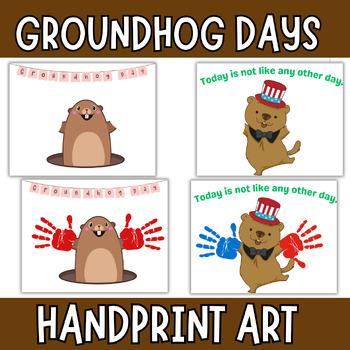 Preview of Groundhog Day Handprint art Craft - Groundhog Keepsake Gift