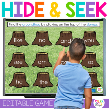 Preview of Groundhog Day Activities Hide and Seek Games for Sight Word Editable Practice