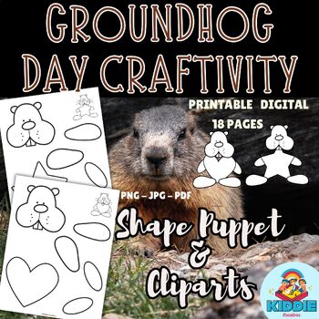 Preview of Groundhog Day Math Activities Preschool: 2D Shapes Paper Puppet Craft
