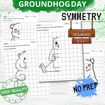 Preview of Groundhog Day Math Activities Symmetry Drawing