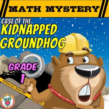 Preview of 1st Grade Groundhog Day Math Activity: Math Mystery Printable & Digital