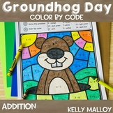 Groundhog Day Math Color by Number Addition Facts First Gr