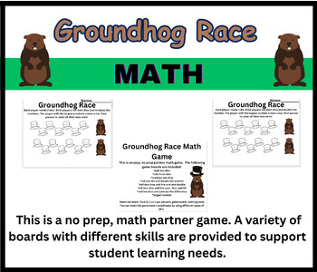 Preview of No PREP Groundhog Day Game | Dice Math Game | Partner Game 