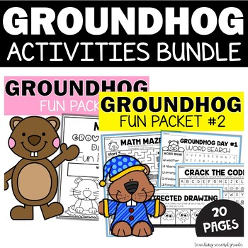 Preview of Groundhog Day Math and ELA Activities with Worksheets and Holiday Busy Work Pack