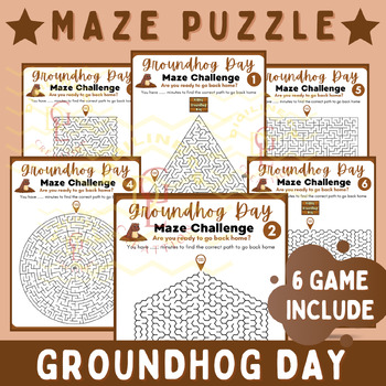 Preview of Groundhog Day Maze logic puzzle Math literacy Game brain break Activity 7th 8th