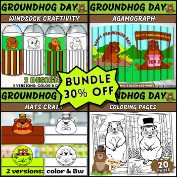 Preview of Groundhog Day Mega Bundle: Crafts, Coloring, and Activities for Kindergarten
