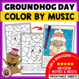 Groundhog Day Music Activities - 12 Color by Music Notes a
