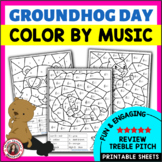 Groundhog Day Music Coloring Pages - Color by Treble Notes