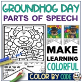 Groundhog Day Parts of Speech Color by Number Coloring Pages