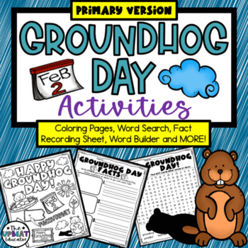Preview of Groundhog Day Primary Resource-coloring pages, word search & MORE!