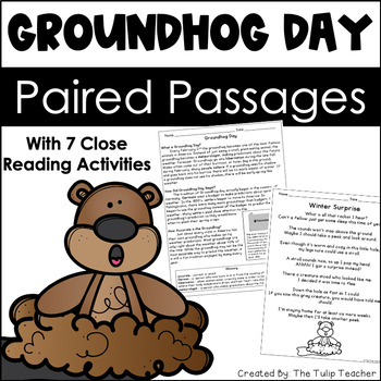 Preview of Groundhog Day Reading Comprehension Paired Passages Close Reading Activities