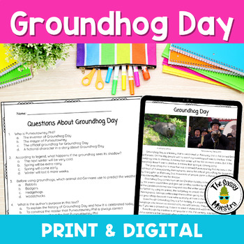 Groundhog Day Reading Passage Print & Digital for 3rd, 4th, 5th, and ...