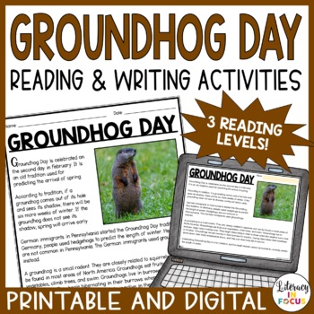 Preview of Groundhog Day Reading Passages & Writing Activities | Print & Digital 