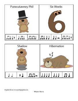 Preview of Groundhog Day Rhythm Cards