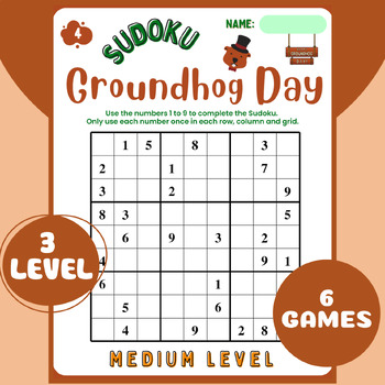 Preview of Groundhog Day SUDOKU critical thinking morning work math activities middle 7th