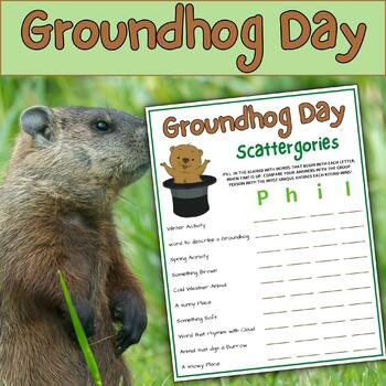 Groundhog Day Scattergories Game | Punxsutawney Phil Printable Games ...