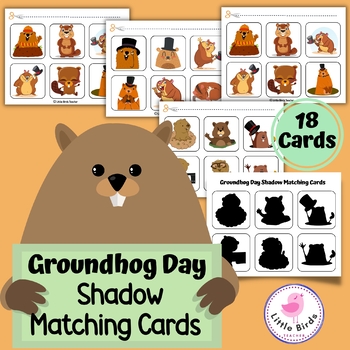 Preview of Groundhog Day Shadow Matching Cards | Preschool and Kindergarten Activity