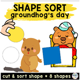 Groundhog Day Shape Sorting Worksheets for Preschool and Toddler