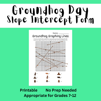 Preview of Groundhog Day - Writing Equations in Slope Intercept Form from Lines - Printable