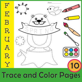 Preview of Groundhog Day Trace and Color Pages | Prewriting | Morning Work