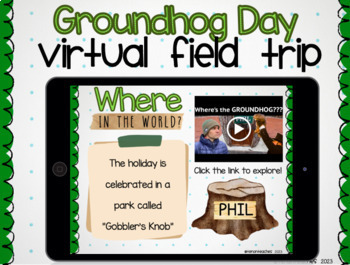 Preview of Groundhog Day Virtual Field Trip to Punxsutawney - Google Slides NO PREP