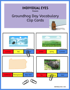 Preview of Groundhog Day Vocabulary Clip Cards February