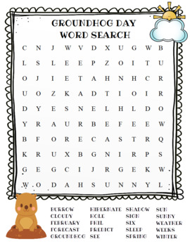Groundhog Day Word Search Color And Bw Versions By Celebration Station