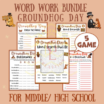 Preview of Groundhog Day Word work BUNDLE morning work writing craft classroom small groups