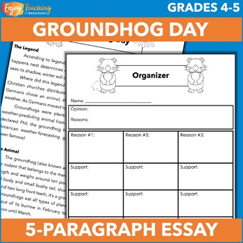 Preview of Groundhog Day Writing Activity - Five-Paragraph Persuasive Essay Prompt