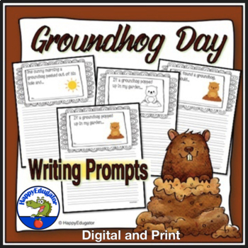 Preview of Groundhog Day Writing Prompts and Editing Checklist with Easel Activity