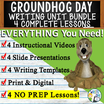 Preview of Groundhog Day Writing Unit - 4 Essay Activities, Graphic Organizers, Rubrics