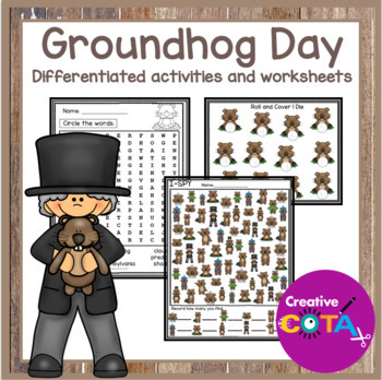 Preview of Occupational Therapy Groundhog Day Literacy Math & Writing Worksheets