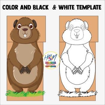 Preview of Groundhog day Craft and Activity: Printable Paper Bag Puppet Template, February