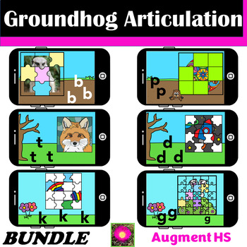 Preview of Groundhog day articulation therapy activities for sounds p,b,t,d,k,g