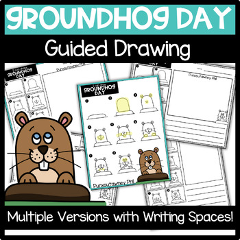 Preview of Groundhog day writing activity - directed drawing February writing center