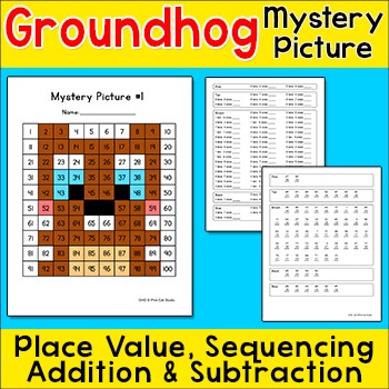 Preview of Groundhog Day Math Hundreds Chart Mystery Picture