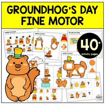Preview of Groundhog's Day Fine Motor Activities Preschool and Toddler Cut and Paste Lesson